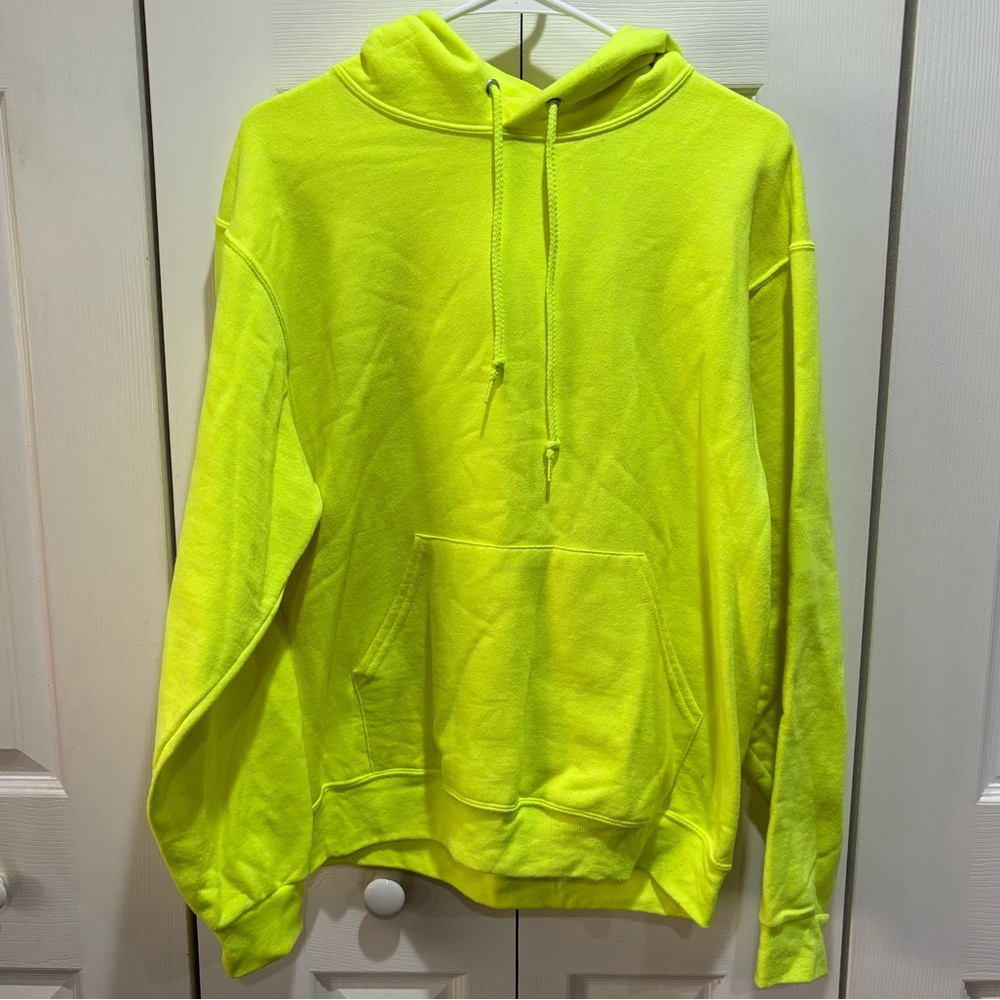 JERZEES Women’s Neon Yellow Hooded Hoodie Sweatshirt - size M
